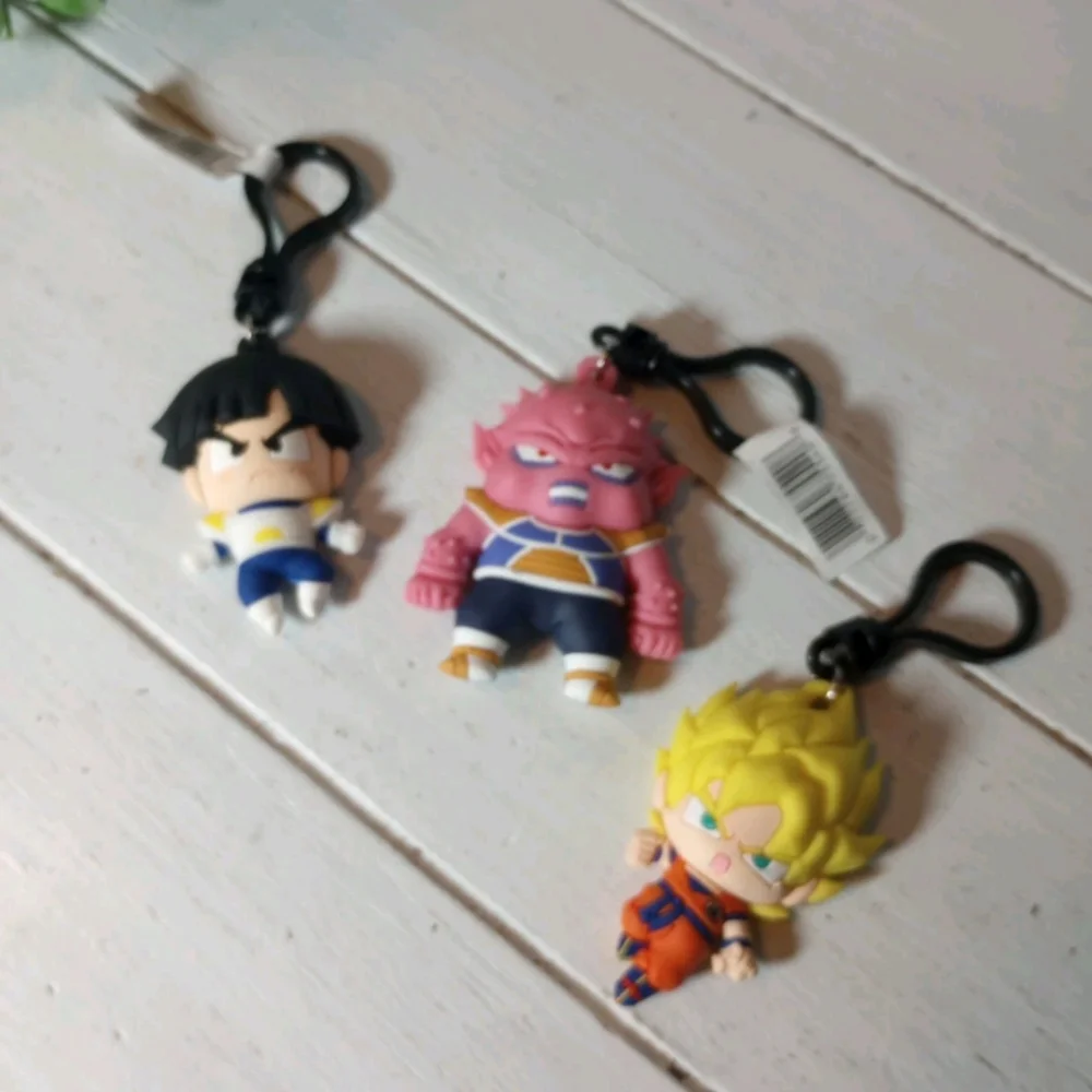 Dragon Ball Z Rubber Figure Keychain Cosplay Anime Bundle Of 3 Saiyan Goku New